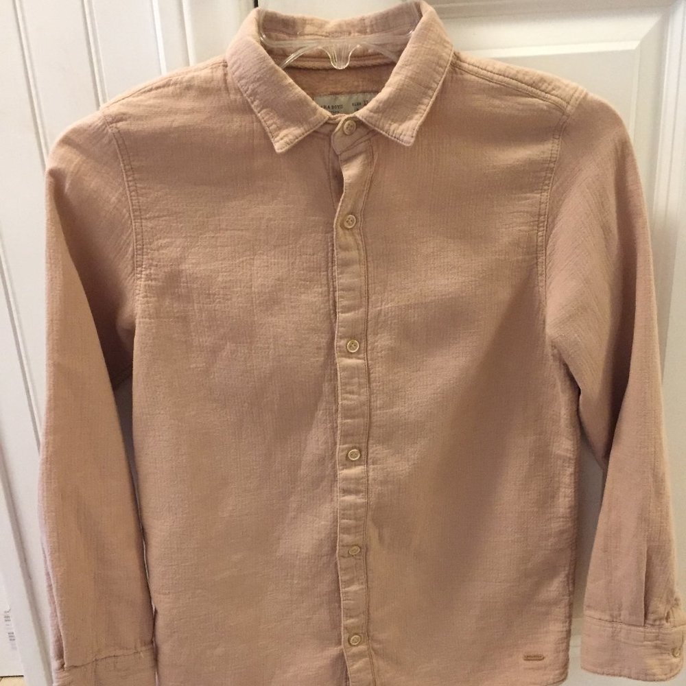 Boy 11-12 Zara blush pink button long sleeve shirt